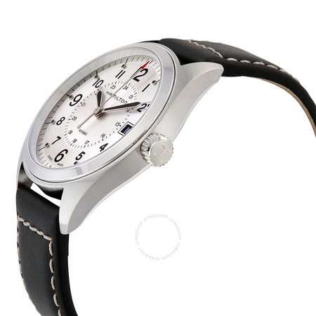 Hamilton Khaki Field Silver Dial Black Leather Men's Watch H68551753