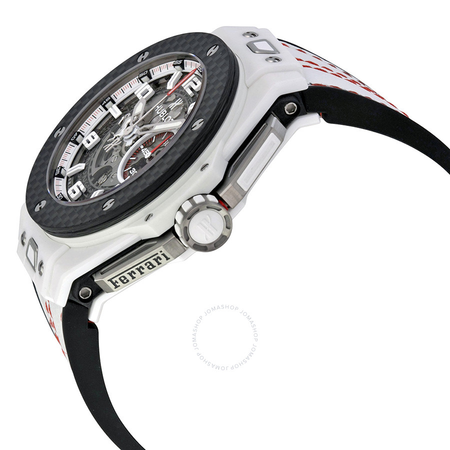 Hublot Big Bang Ferrari White Ceramic Carbon Dial Skeleton Ceramic Men's Sports Watch 401.HQ.0121.VR