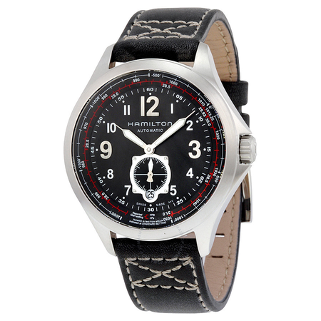 Hamilton Khaki Aviation Automatic Black Dial Black Leather Men's Watch H76655733