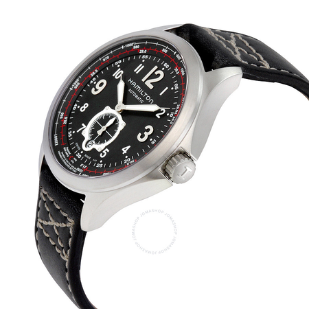 Hamilton Khaki Aviation Automatic Black Dial Black Leather Men's Watch H76655733