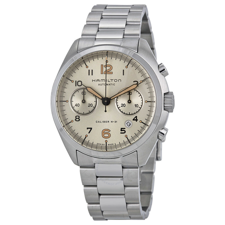 Hamilton Khaki Pilot Pioneer Chronograph Ivory Dial Stainless Steel Men's Watch H76416155