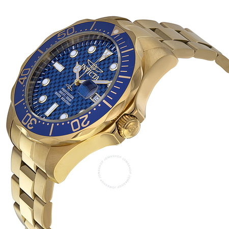 Invicta Pro Diver Blue Cabon Dial Gold Ion-plated Men's Watch 14357