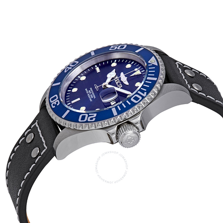 Invicta Pro Diver Blue Dial Blue Bezel Black Leather Men's Watch 22068