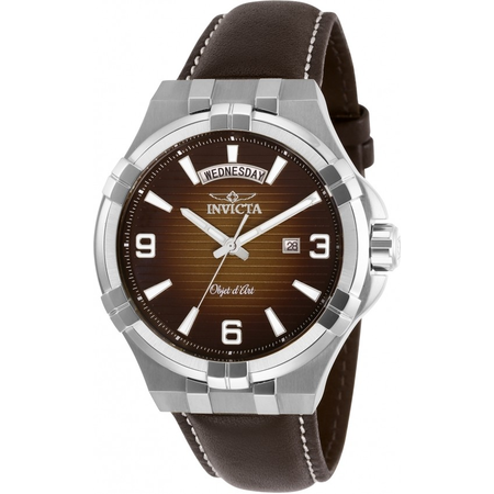 Invicta Objet D Art Quartz Brown Dial Brown Leather Men's Watch 30184