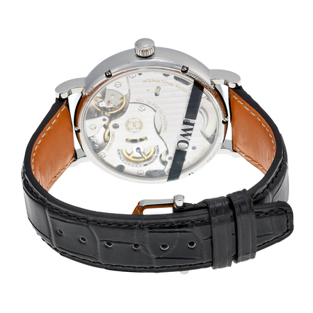 IWC Portofino Silver Dial 8 Day Power Reserve Black Leather Men's Watch 5111-02 IW511102