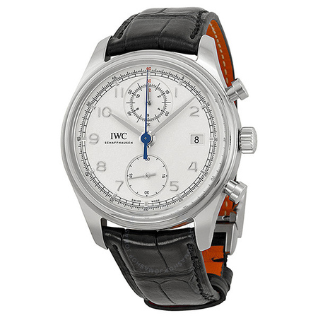 IWC Portuguese Chronograph Classic Silver Dial Leather Strap Automatic Men's Watch IW390403