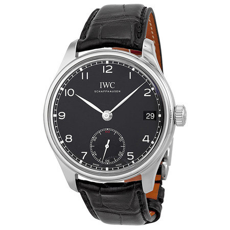 IWC Portuguese Hand Wound Eight Days Black Leather Men's Watch IW510202