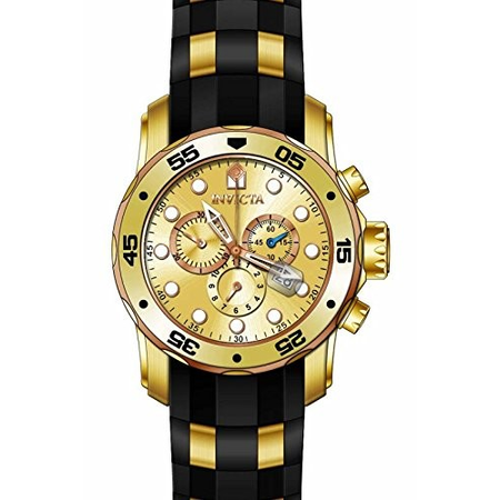 Invicta Pro Diver Chronograph Gold Dial Black Rubber Men's Watch 17884