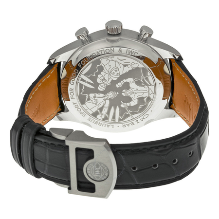 IWC Portuguese Chronograph Classic Edition Laureus Blue Dial Black Leather Men's Watch IW3904-06 IW390406