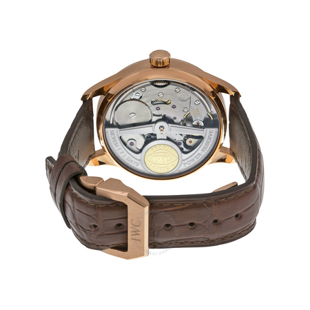 IWC Portuguese Silver Dial 18kt Rose Gold Brown Leather Strap Automatic Men's Watch 5001-13 IW500113