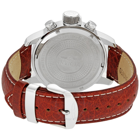 Invicta Lefty Chronograph Blue Dial Stainless Steel Brown Leather Band Unisex Watch 3328