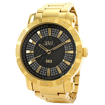 JBW 562 Black Crystal Dial Diamond Bezel Gold-tone Stainless Steel Men's Watch JB-6225-C