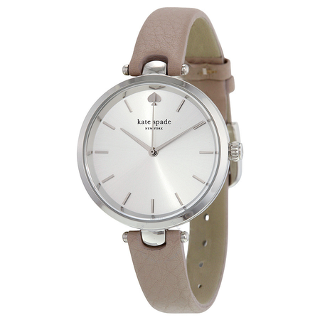 Kate Spade Holland Silver Dial Grey Leather Ladies Watch 1YRU0813