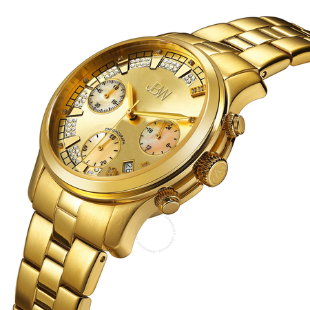 JBW Alessandra Gold-tone Diamond Chronograph Dial Gold-tone Steel Bracelet Ladies Watch JB-6217-E