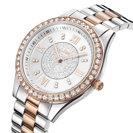 JBW Mondrian Silver Diamond Dial Two-tone Stainless Steel Ladies Watch J6303D
