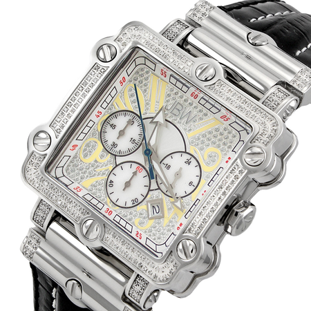 JBW Phantom Silver-tone Chronograph Crystal Dial Silver-tone Steel Diamond Men's Watch JB-6215-238-B
