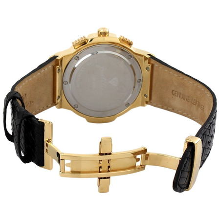 JBW Saxon Gold Dial Diamond Gold-tone Black Leather Watch Men's Watch JB-6101L-D