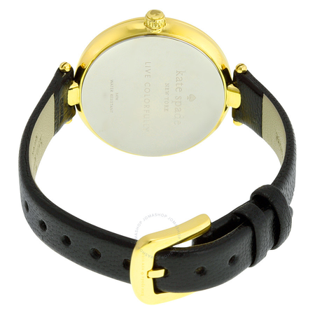 Kate Spade Holland Gold Sunray Dial Black Leather Ladies Watch 1YRU0811