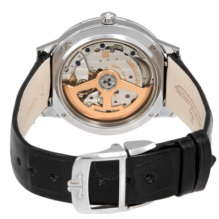 Jaeger LeCoultre Rendez-vous Day and Night Silver Dial Stainless Steel Diamond Black Leather Ladies Watch Q3448421