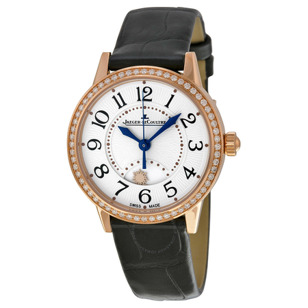 Jaeger LeCoultre Rendez-Vous  Silver Dial 18kt Rose Gold Black Leather Ladies Watch Q3462521