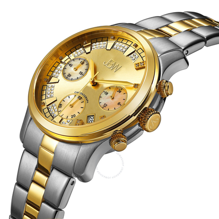 JBW Alessandra Gold-tone Diamond Chronograph Dial Two-tone Steel Bracelet Ladies Watch JB-6217-C