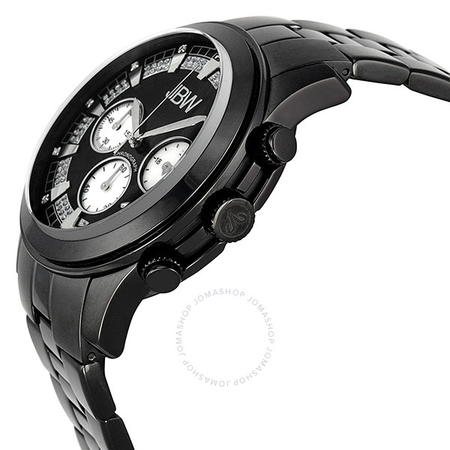 JBW Delano Black Chronograph Diamond Dial Black IP Steel Bracelet Men's Watch JB-6218-H