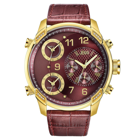 JBW G4 Red Dial Three Time Zone Diamond Men's Watch J6248LP
