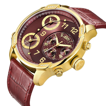 JBW G4 Red Dial Three Time Zone Diamond Men's Watch J6248LP