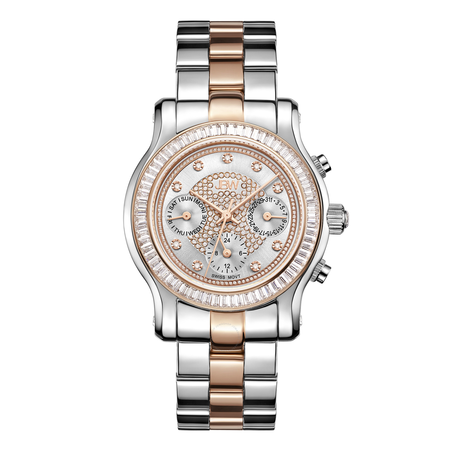 JBW Laurel Silver Multi-Function Diamond Dial Two-tone Steel Bracelet Ladies Watch J6330D