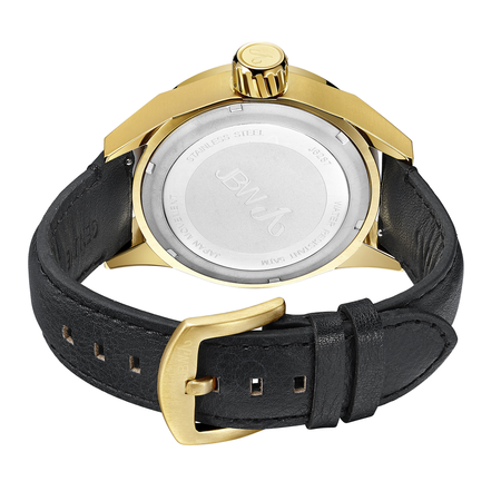JBW Rook Gold-tone Case Black Leather Diamond Dial Men's Watch J6287D
