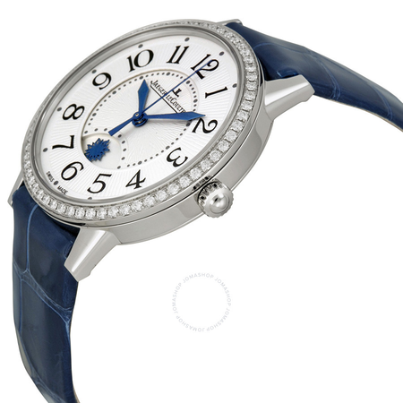 Jaeger LeCoultre Rendez-Vous Silver Dial Diamond Bezel Blue Leather Ladies Watch Q3448420