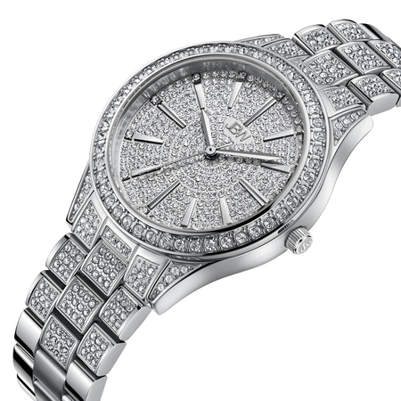 JBW Cristal 34 Quartz Diamond Silver Dial Ladies Watch J6383C