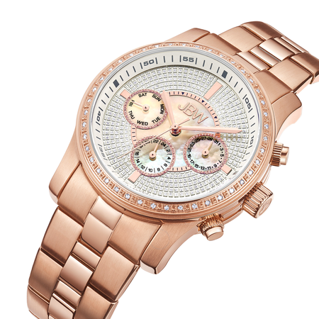 JBW Vixen Mother of Pearl Crystal Dial Rose Gold-tone Bracelet Diamond Bezel Ladies Watch J6327C