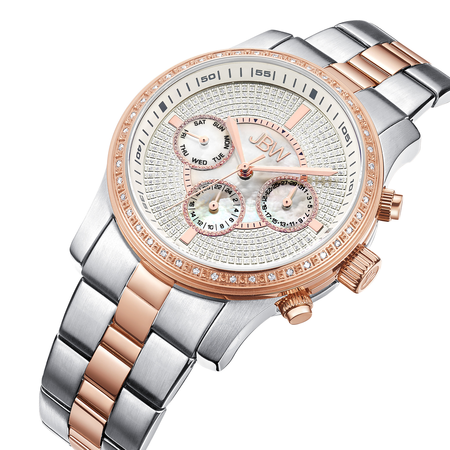 JBW Vixen Mother of Pearl Crystal Dial Two-tone Rose Gold-tone Bracelet Diamond Bezel Ladies Watch J6327B