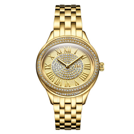 JBW Women's Plaza Oval Diamond 18K Gold-Plated Watch & Band Set J6366B J6366-SetB
