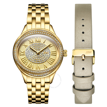 JBW Women's Plaza Oval Diamond 18K Gold-Plated Watch & Band Set J6366B J6366-SetB