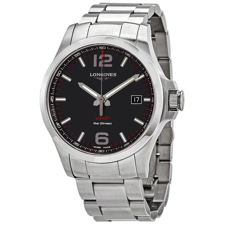 Longines Conquest V.H.P. Perpetual Quartz Black Carbon Dial Men's Watch L37264666