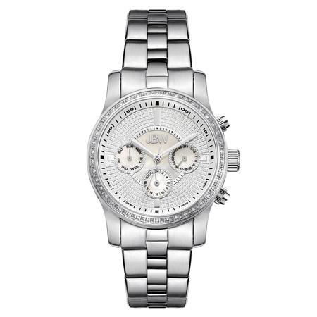 JBW Vixen Mother of Pearl Crystal Dial Steel Bracelet Diamond Bezel Ladies Watch J6327A