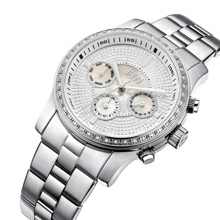 JBW Vixen Mother of Pearl Crystal Dial Steel Bracelet Diamond Bezel Ladies Watch J6327A