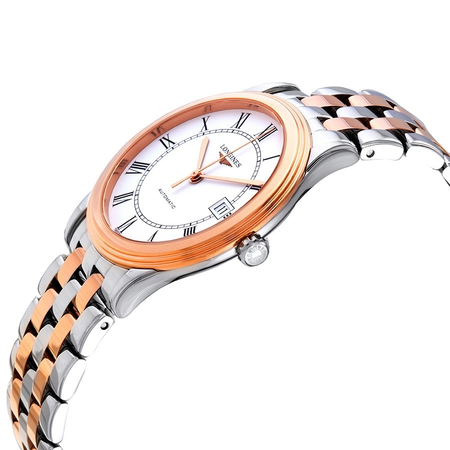 Longines Flagship Automatic White Dial Men's Two Tone Watch L4.974.3.91.7