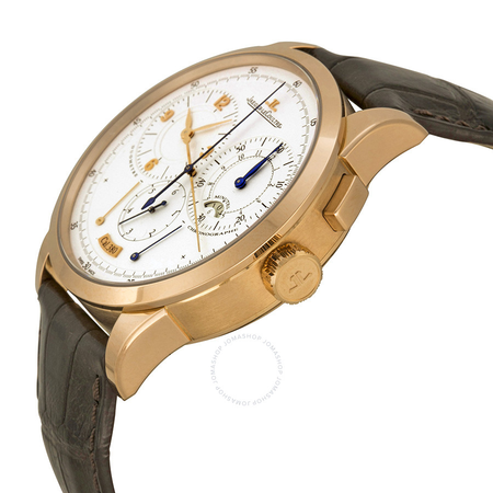 Jaeger LeCoultre Duometre 18k Rose Gold Silver Dial Leather Men's Watch Q6012420