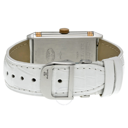 Jaeger LeCoultre Grande Reverso Ultra Thin Silver Dial 18kt Rose Gold White Leather Ladies Watch Q3224420