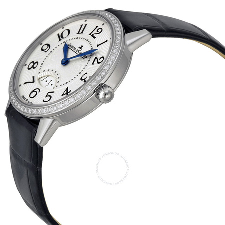 Jaeger LeCoultre Rendez-Vous White Dial Diamond Bezel Black Leather Ladies Watch Q3478422