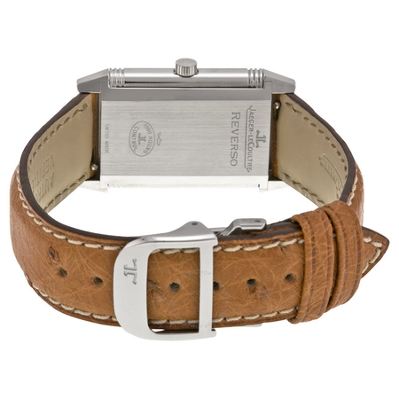 Jaeger LeCoultre Reverso Classic Silver Dial Brown Ostrich Leather Unisex Watch Q2508411