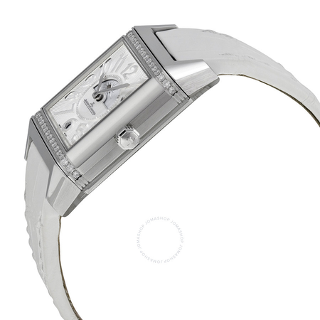Jaeger LeCoultre Reverso Lady Squadra Silver Dial Stainless Steel White Leather Ladies Watch Q7058420