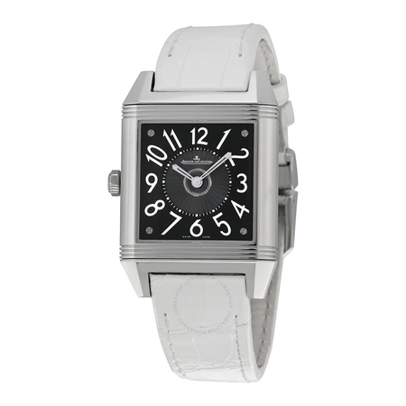 Jaeger LeCoultre Reverso Lady Squadra Silver Dial Stainless Steel White Leather Ladies Watch Q7058420