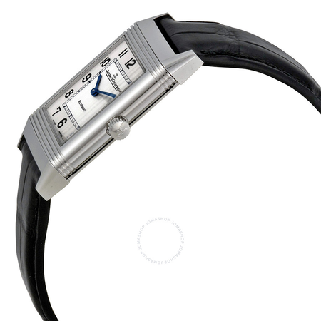 Jaeger LeCoultre Reverso Silver Dial Black Ostrich Leather Strap Unisex Watch Q2508412