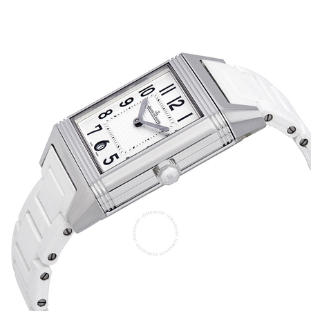 Jaeger LeCoultre Reverso Squadra White Dial Stainless Steel White Rubber Ladies Watch Q7048720