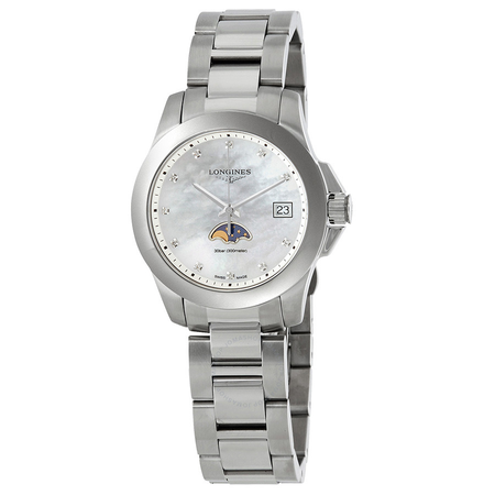 Longines Conquest Diamond White Mother of Pearl Dial Ladies Watch L3.381.4.87.6