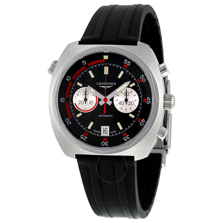 Longines Heritage Diver Automatic Chronograph Black Sunray Dial Black Rubber Men's Watch L2.796.4.52.9